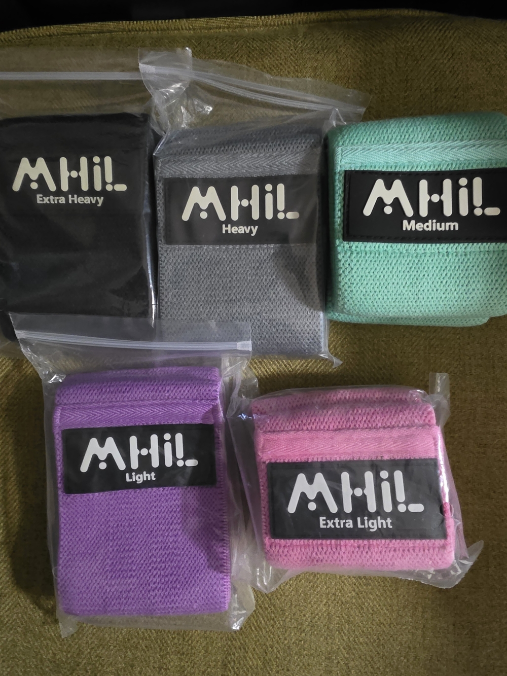 MHI Resistance Bands Set — Black, Gray, Mint, Purple, Pink